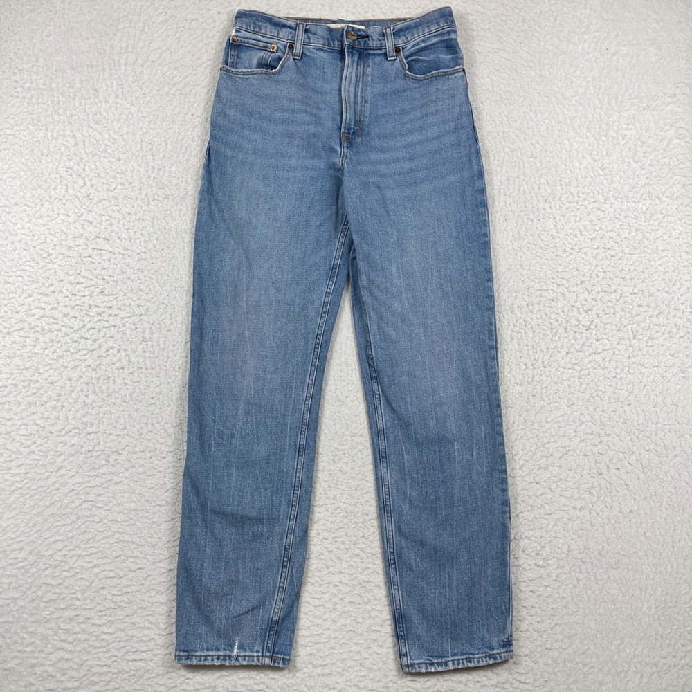 Abercrombie & Fitch Jeans Women 4 Long Blue The Mom High Rise Denim Straight Leg